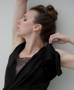 Ballet BC Artist in Residence Alexis Fletcher. Colour headshot.