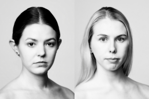 Greyscale portrait headshots of Emily Chessa and Kaylin Sturtevant.