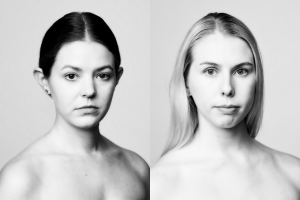 Greyscale portrait headshots of Emily Chessa and Kaylin Sturtevant.